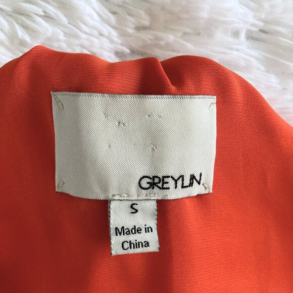 ✨SUMMER SALE✨ Orange Silk Halter Party Dress - Small - Picture 4 of 4